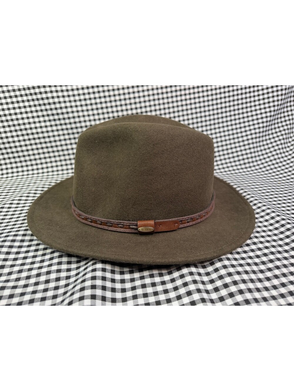 Scala Classico Olive Green 100% Wool Fedora Hat XL Leather Band Western Ranch
